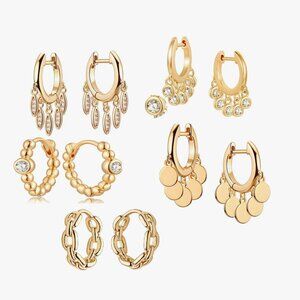 Bundle of 5 Pairs of Huggie Hoop Earrings